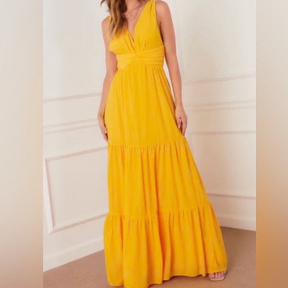 VICI Skylar Rose Marigold Margaux Tiered Maxi Dress